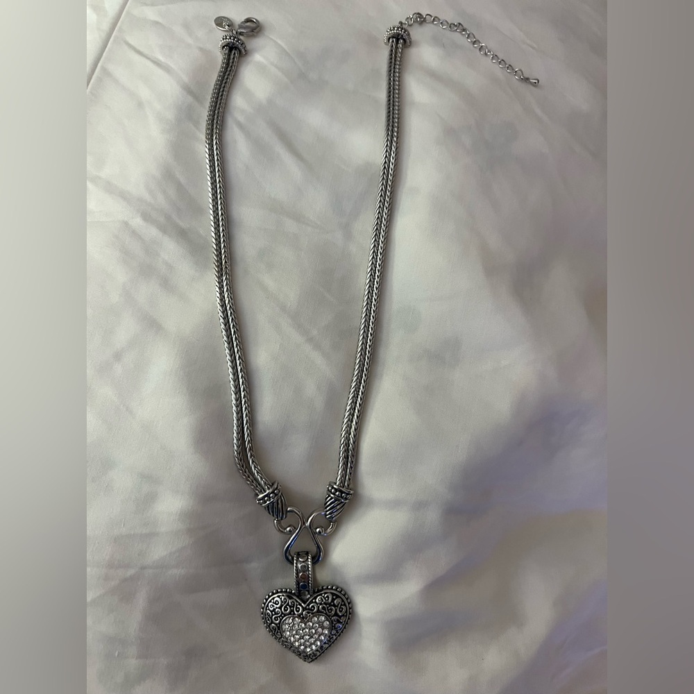 Lia Sophia Silver Snake Chain Heart Necklace